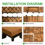 12 in. x 12 in. Square Acacia Wood Interlocking Flooring Tiles Striped Pattern Brown 18 Slats (30-Pack) - Image 6