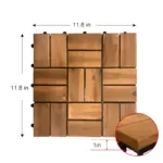 12 in. x 12 in. Square Acacia Wood Interlocking Flooring Tiles Striped Pattern Brown 18 Slats (30-Pack) - Image 2