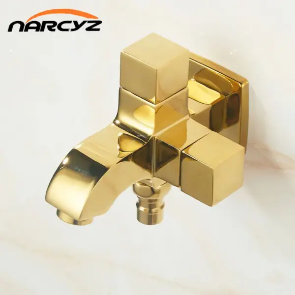 Gold Brass water divider Dual-use Dual-outlet one inlet and two outlet angle valve washing machine Faucet Double Switch GLY29