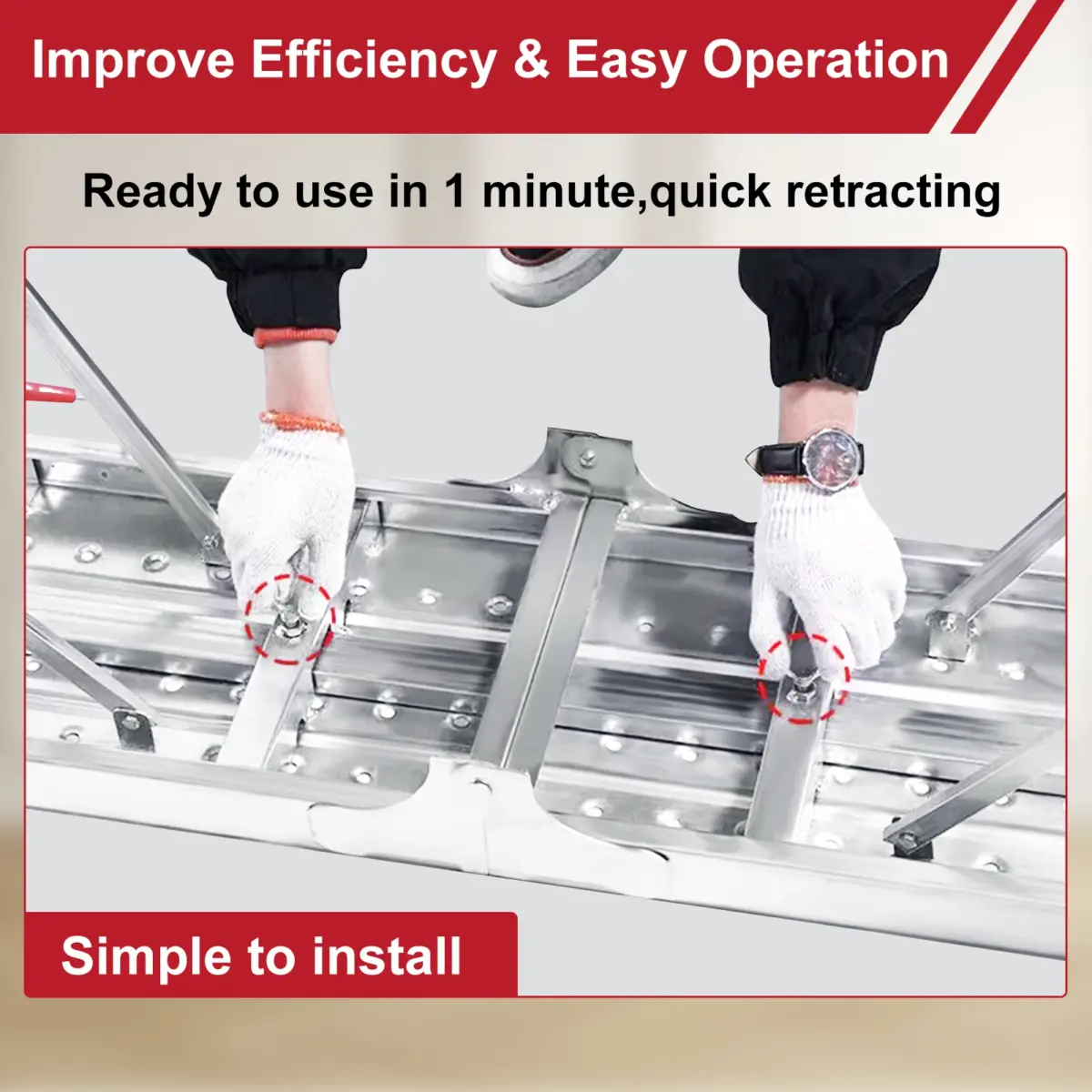 Portable Steel Scaffolding, Folding Non-Slip Work Platform for Drywall, Cleaning RV - Image 4