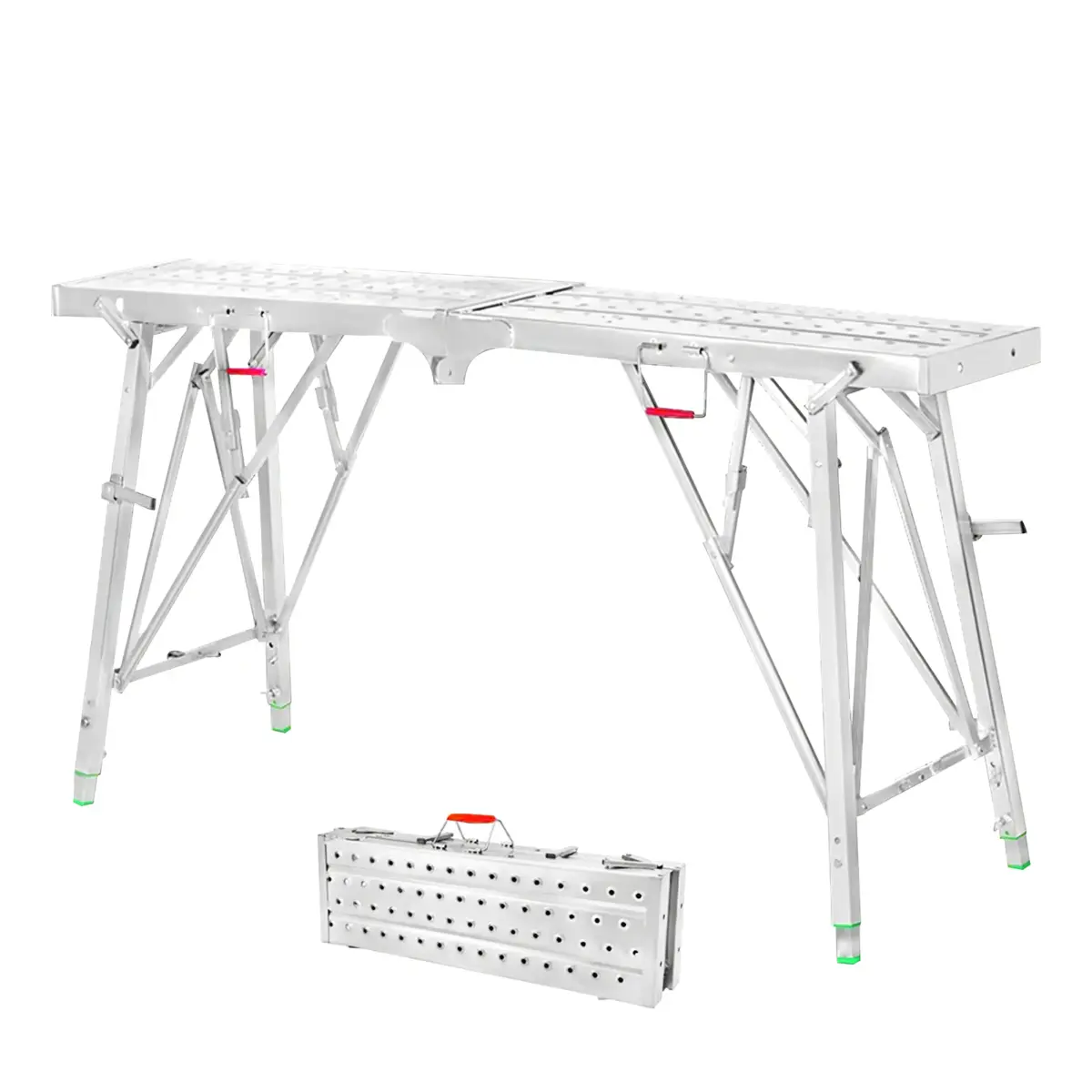 Portable Steel Scaffolding, Folding Non-Slip Work Platform for Drywall, Cleaning RV - Image 1