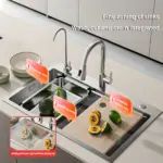 304 Stainless Steel Kitchen Sink Silver Embossed Large Single Slot Home Improvement Multifunction Wash Basin For Kitchen - Image 2