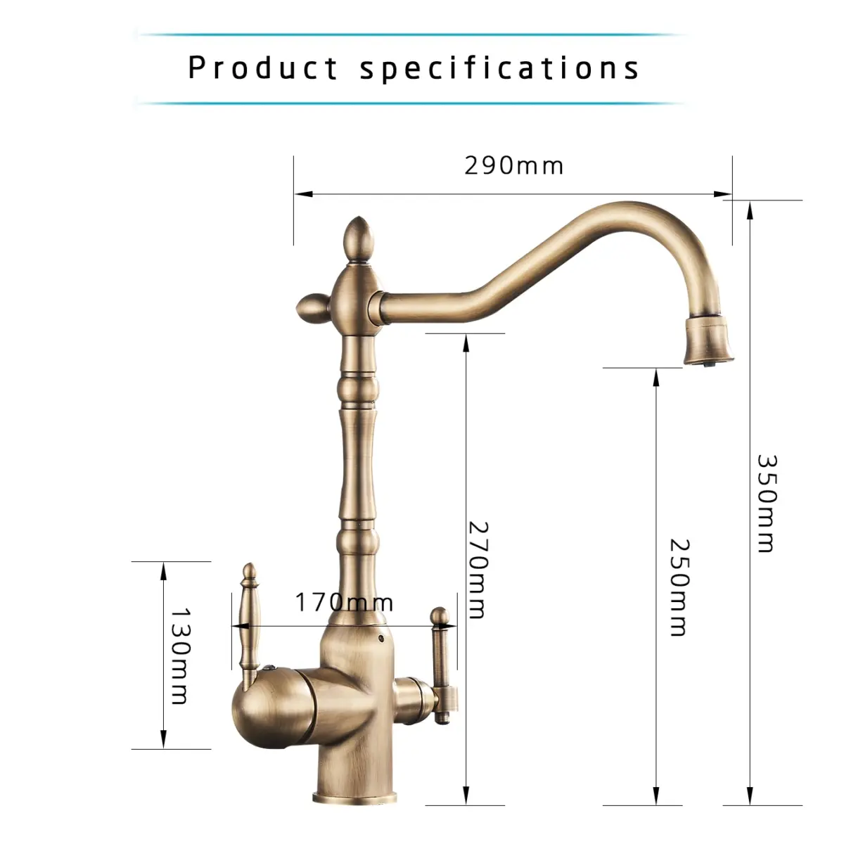 Chrome Black Faucet for Water Filter Faucet with Water Purifier Filter Kitchen Faucet 3 in 1 Mixer Tap Rotating Spout Water Tap - Image 4