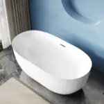 Modern Artificial Solid Surface Oval Round Ceramic Bath Tub Bathroom Soaking Freestanding Acrylic Bathtub for Hotel Project - Image 3