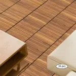 36Pcs Hardwood Interlocking Patio Deck Tiles Wood Flooring DIY Outdoor 12''x12'' - Image 3