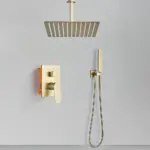POIQIHY Brushed Golden Shower Faucets Wall Mount Concealed Shower Set Rainfall Bath Shower Mixers 2 ways Bathroom Mixer Tap - Image 2