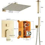 POIQIHY Brushed Golden Shower Faucets Wall Mount Concealed Shower Set Rainfall Bath Shower Mixers 2 ways Bathroom Mixer Tap - Image 5
