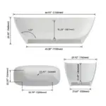 67in Premium Solid Surface Soaking Tub - Deep Soaker Bathtub for Luxurious Bath Experience, Modern Design, Easy to Clean, - Image 5