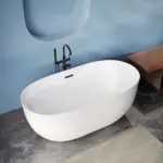 Modern Artificial Solid Surface Oval Round Ceramic Bath Tub Bathroom Soaking Freestanding Acrylic Bathtub for Hotel Project - Image 4