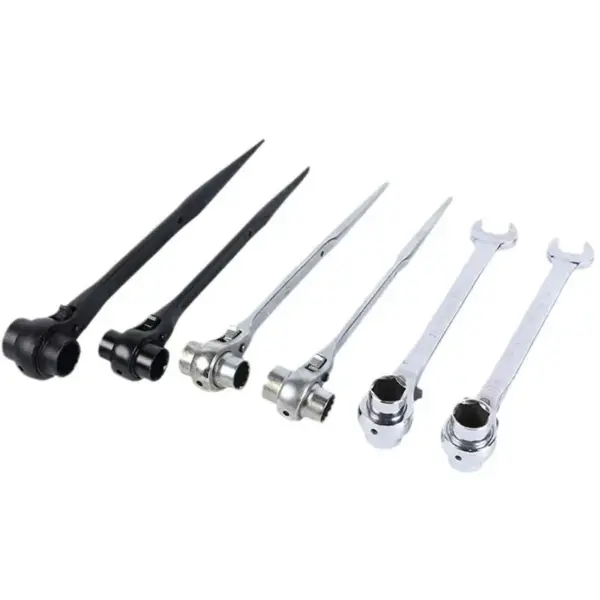 19-22mm Durable Steel Scaffold Podger Ratchet Spanner Hand Wrench Garage Workshop Tools Black Double Head