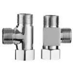 1/2" 3 Way Brass Chrome Diverter Water Separator T Shape Faucet Adapter Valve Water Tap Splitter Shower Supply