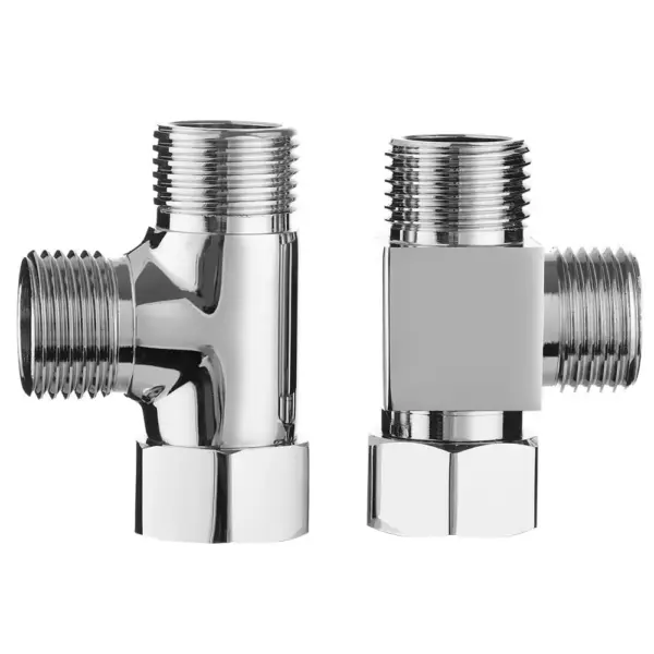 1/2" 3 Way Brass Chrome Diverter Water Separator T Shape Faucet Adapter Valve Water Tap Splitter Shower Supply