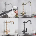 Chrome Black Faucet for Water Filter Faucet with Water Purifier Filter Kitchen Faucet 3 in 1 Mixer Tap Rotating Spout Water Tap - Image 2