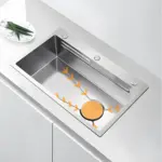 304 Stainless Steel Kitchen Sink Silver Embossed Large Single Slot Home Improvement Multifunction Wash Basin For Kitchen - Image 4