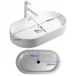 White Ceramic Above Counter Sink Modern Simple Oval Bathroom Sink Washroom and Balcony Artistic Wash Basin for Home Office Use - Image 6