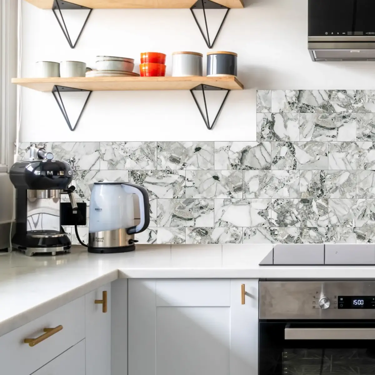 16/32/64PCS Marble Thicker Self-Adhesive Tile Stickers Waterproof Kitchen and Bathroom Minimalist Art 3D Wall Sticker Wallpaper - Image 3