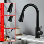 Stainless Steel Lead-Free Environmentally Friendly Kitchen Composite Pull-Out Faucet (Black) With Second Level Water Outlet - Image 4