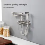 Kitchen Mixer Tap With Sprayer Hot And Cold Stream Wall Mount Pot Filler Faucet Pull Out Two Hole Wholesale Black Hot Sale - Image 2