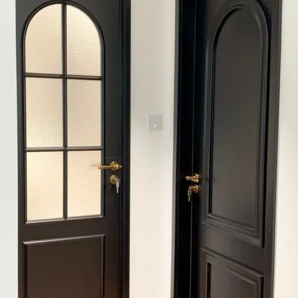 Home Bedroom/Bathroom Door Finished Solid Wood Interior Doors Modern Carbon Crystal Wood