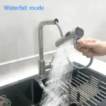 6 Modes Gray Pull-Out Swivel Waterfall Black Stream Sprayer Sink Mixer Faucet Brushed Nickel Faucet Accessories - Image 2
