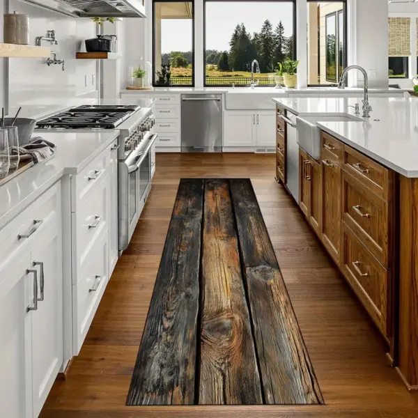 VIKAMA Vintage Wood Grain Floor Mats - Lightweight And Easy To Wash, Corridor Carpets, Long Kitchen Carpets, Home Decoration
