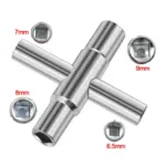 4 In 1 Universal Faucet Wrench Square Key Plumber Bathroom Wrench 6.5/7/8/9mm for Gas Electric Meter Cabinets Bleed Radiators