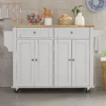 Rolling Kitchen Island with Drop Leaf – Movable Kitchen Carts on Wheels Island with Storage Cabinet, Island Table for Kitchen - Image 2