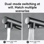 Black Pull Out Kitchen Sink Faucet Two Model Stream Sprayer Nozzle Stainless Steel Hot Cold Wate Mixer Tap Deck - Image 4