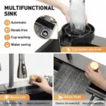 Embossed Honeycomb Flying Rain Waterfall Sink Handmade Kitchen 304 Stainless Steel Large Single Slot Vegetable Wash Basin Sink - Image 5