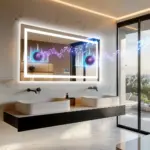 LUVODI Large Illuminated Bluetooth Bathroom Mirror Rectangle Anti-fog LED Bathroom Vanity Mirror with Bluetooth Speaker 3 Color - Image 2