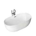 Modern Artificial Solid Surface Oval Round Ceramic Bath Tub Bathroom Soaking Freestanding Acrylic Bathtub for Hotel Project - Image 5