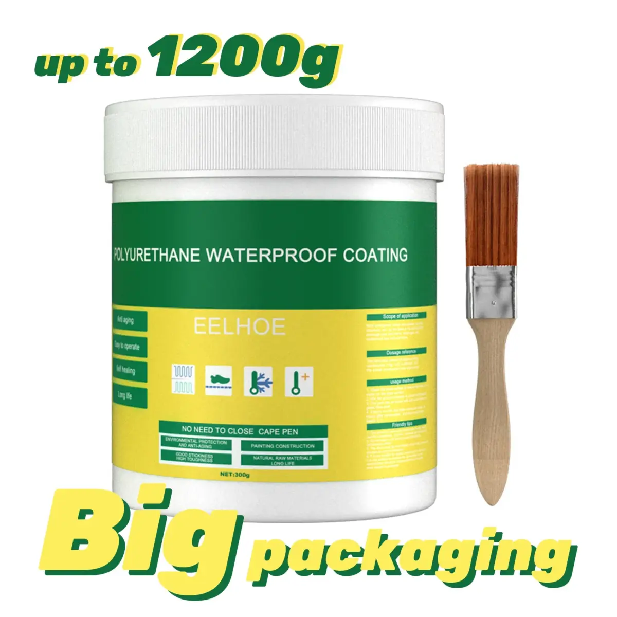 300/1200g Waterproof Coating Sealant Agent Transparent Invisible Paste Glue With Brush Adhesive Repair Home Roof Bathroom - Image 1