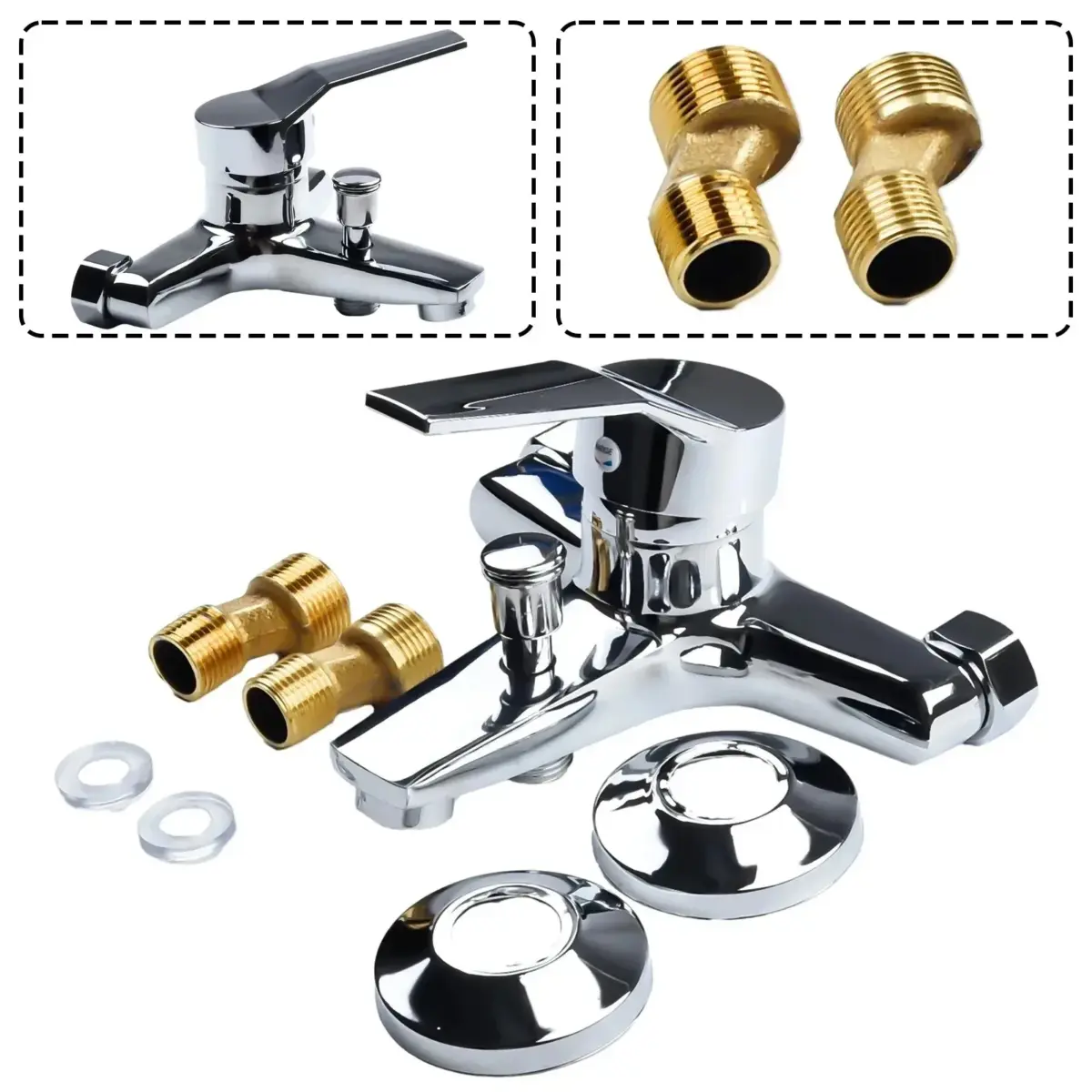 Zinc alloy Basin Faucets Chrome Wall Mounted Hot Cold Water Mixer Tap Dual Spout Single Handle For Bathroom Shower Basin - Image 3