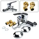 Zinc alloy Basin Faucets Chrome Wall Mounted Hot Cold Water Mixer Tap Dual Spout Single Handle For Bathroom Shower Basin - Image 3