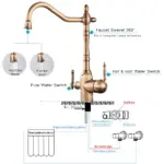 Chrome Black Faucet for Water Filter Faucet with Water Purifier Filter Kitchen Faucet 3 in 1 Mixer Tap Rotating Spout Water Tap - Image 6
