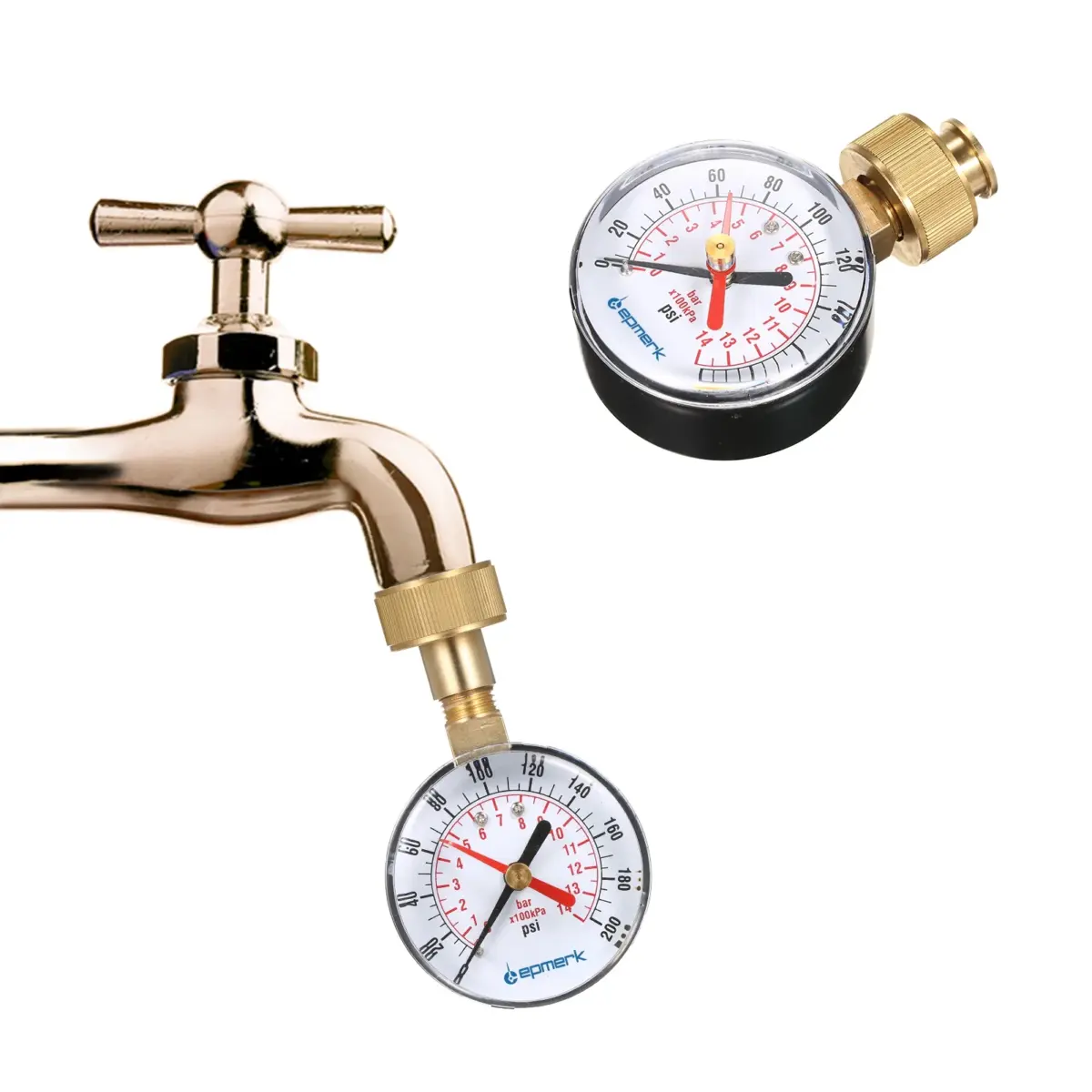 Lepmerk 2- 1/2'' Water Pressure Test Pressure Gauge Gauge 3/4'' Female Hose Thread 0-200 PSI Psi/bar Scale with kPa guidance - Image 3