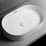 White Ceramic Above Counter Sink Modern Simple Oval Bathroom Sink Washroom and Balcony Artistic Wash Basin for Home Office Use - Image 3
