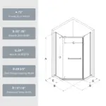 36 in.D x 36 in.W x 72 in.H Frameless Shower Door, Neo-Angle Corner Shower Enclosure with 1/4" Clear Glass, Pivot Shower Doors - Image 6
