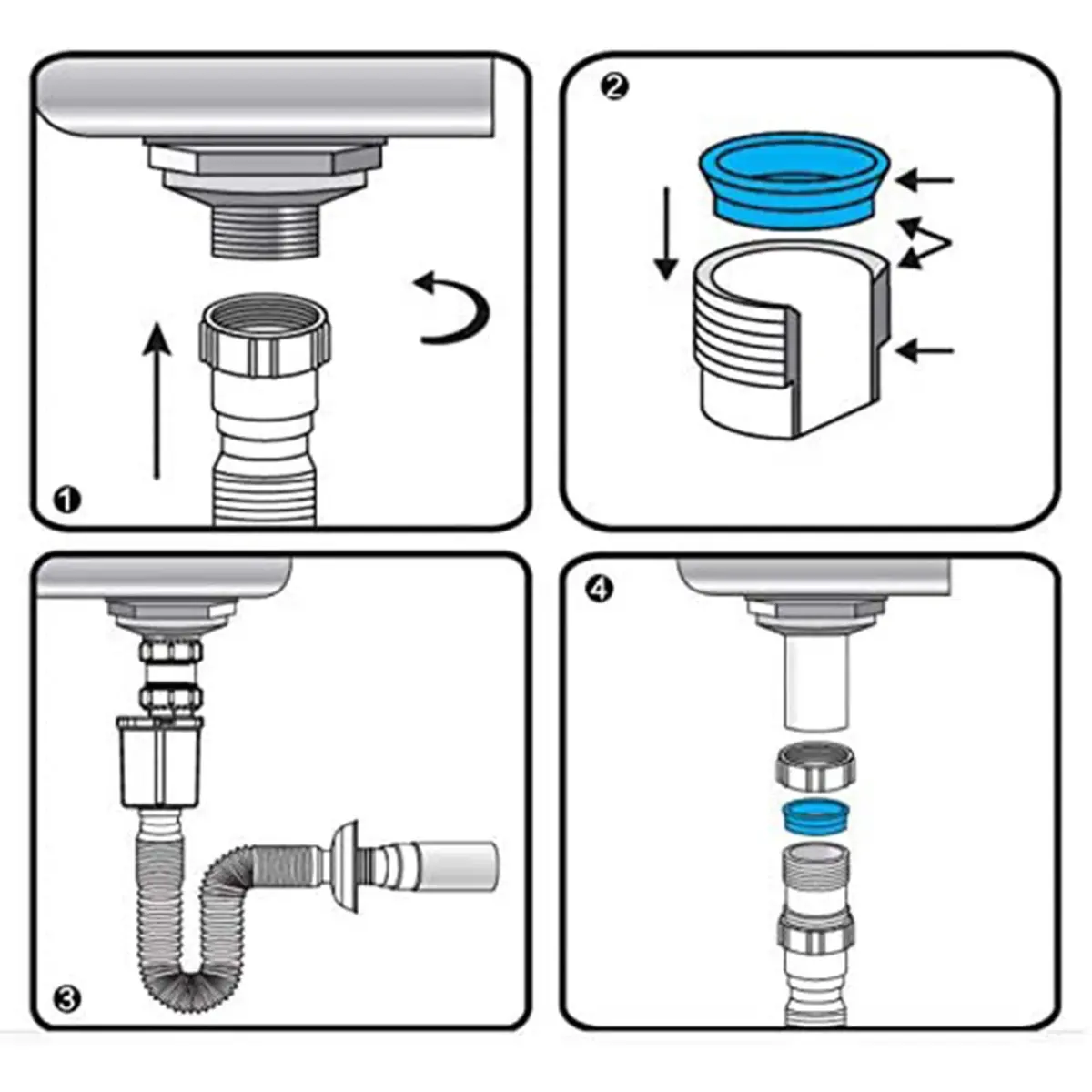 White 1-Pack Expandable Flexible Kitchen Sink Sewer Pipe Bathroom Drains Tube Wash Basin Plumbing Rainwater Down Spout Hose - Image 6