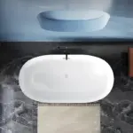 Modern Artificial Solid Surface Oval Round Ceramic Bath Tub Bathroom Soaking Freestanding Acrylic Bathtub for Hotel Project - Image 2