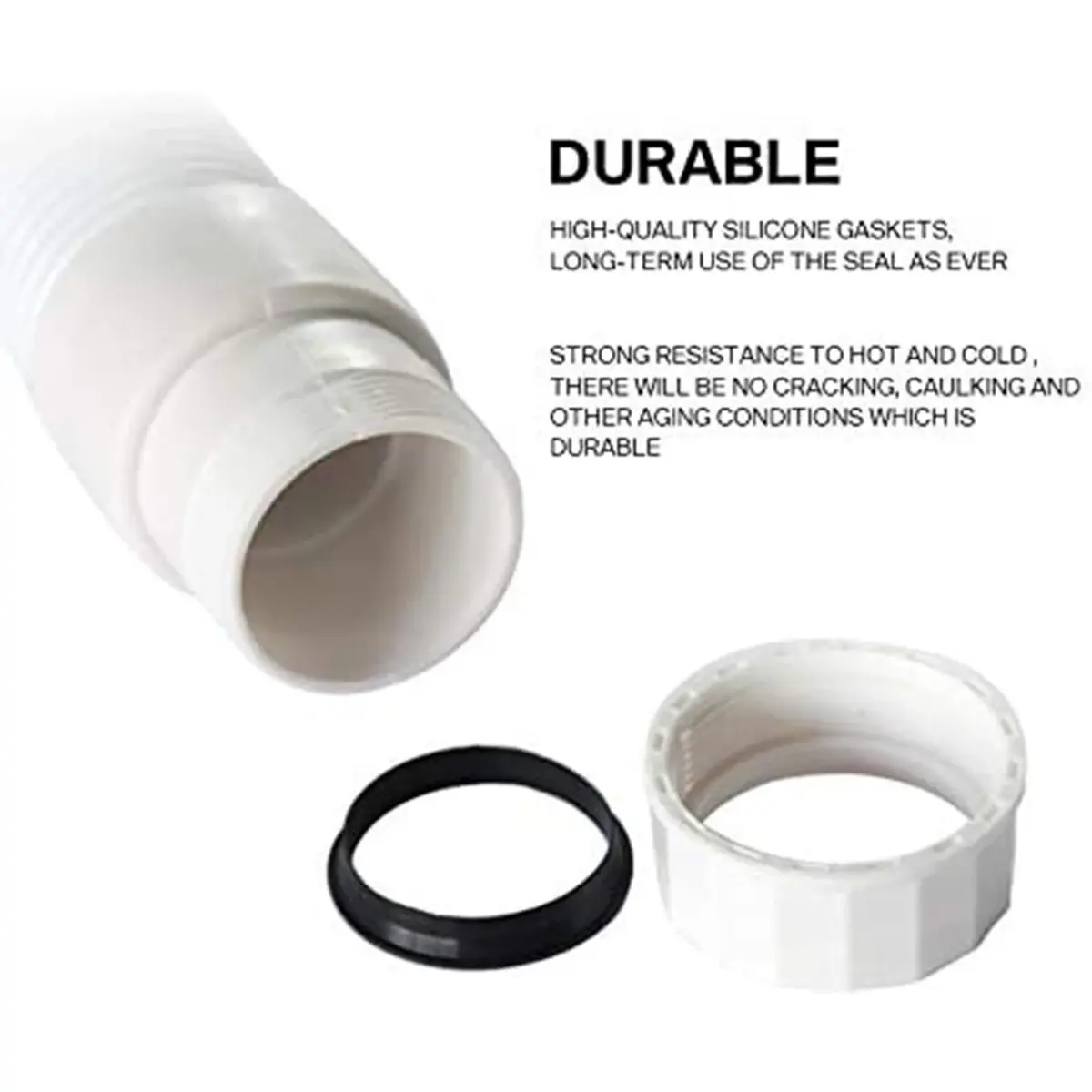 White 1-Pack Expandable Flexible Kitchen Sink Sewer Pipe Bathroom Drains Tube Wash Basin Plumbing Rainwater Down Spout Hose - Image 4