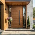Hot Sale Customized High Quality Modern Wood Grain Front Door Sound Insulated Entrance Doors for House Security Entry Doors