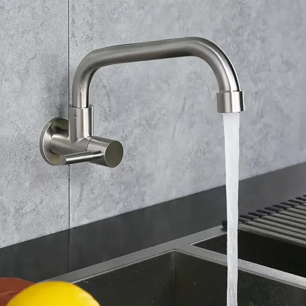 1pc Interface 1/2inch SUS304 Stainless Steel Splash Proof Faucet Embedded 7-type Single Cold Faucet