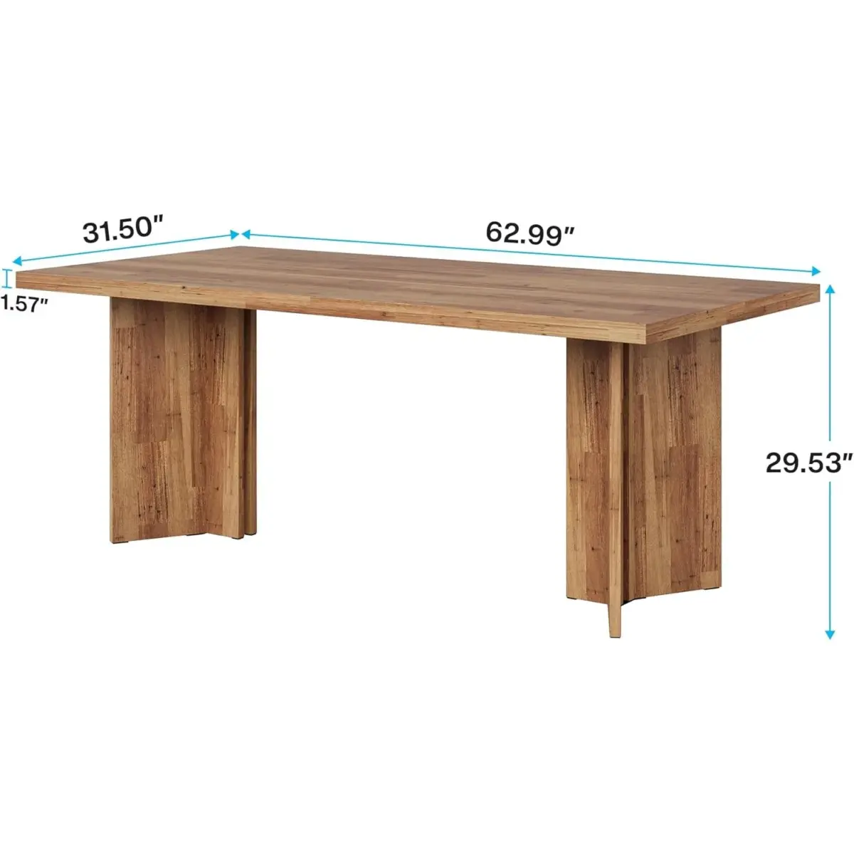 63-inch Dining Table for 4-6, Farmhouse Kitchen Table with Large Tabletop, Rectangular Eating Table for Dining Room, Living Room - Image 2