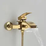 Gold Black Bathtub Faucet Waterfall Shower Faucet Wall Mounted Hot Cold Water Mixer For Bathroom Chrome Bath Shower Set System - Image 2