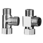1/2" 3 Way Brass Chrome Diverter Water Separator T Shape Faucet Adapter Valve Water Tap Splitter Shower Supply - Image 2
