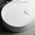 White Ceramic Above Counter Sink Modern Simple Oval Bathroom Sink Washroom and Balcony Artistic Wash Basin for Home Office Use - Image 5
