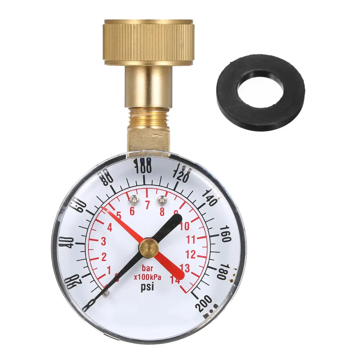 Lepmerk 2- 1/2'' Water Pressure Test Pressure Gauge Gauge 3/4'' Female Hose Thread 0-200 PSI Psi/bar Scale with kPa guidance - Image 2