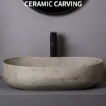 Ceramic Table Sink Oval Bathroom Vessel Sink Bowl Above Counter Art Basin Lavatory Balcony Vanity Sink Countertop Washing Basin - Image 3