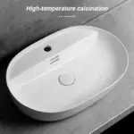 White Ceramic Above Counter Sink Modern Simple Oval Bathroom Sink Washroom and Balcony Artistic Wash Basin for Home Office Use - Image 4
